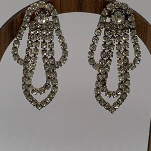 Elegant Silver Crystal Drop Earrings
